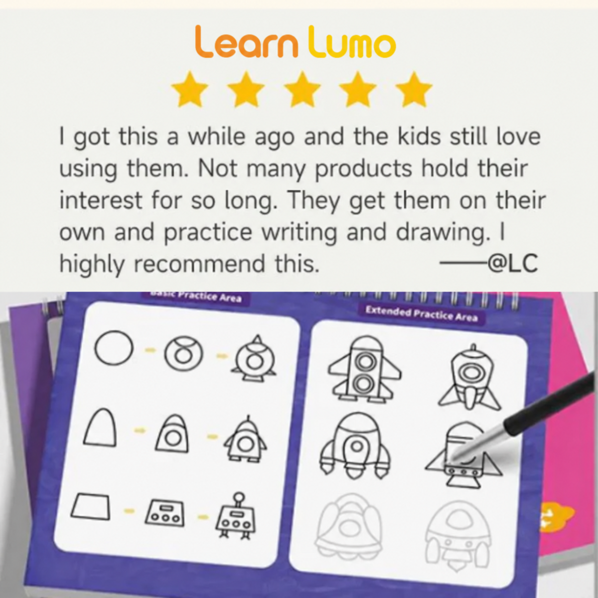 LumoTrace™ Magic Grooved Handwriting Practice Workbook for kids